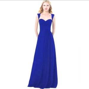 Bill Levkoff Royal Blue Cap-Sleeve Sweetheart Gown